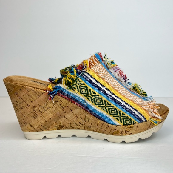 Minnetonka Womens York Cortez Aztec Peep Toe Platform Wedge Sandals Sz 7 Cute! - Picture 6 of 11